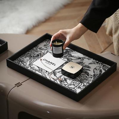 Elegant Leather Decorative Tray for Coffee Table - Ideal for Candles, Perfume, and Cosmetics