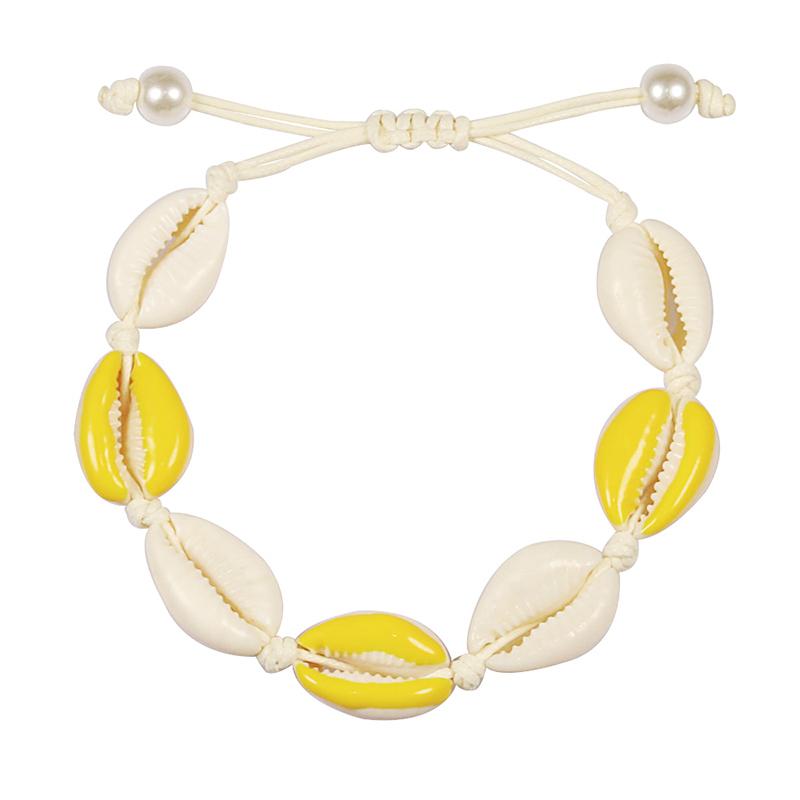 Colorful Printed Shell Bracelet for Women Bohemian Conch Braided Ankle Chain Bangle Adjustable Girls Summer Holiday Jewelry Gift