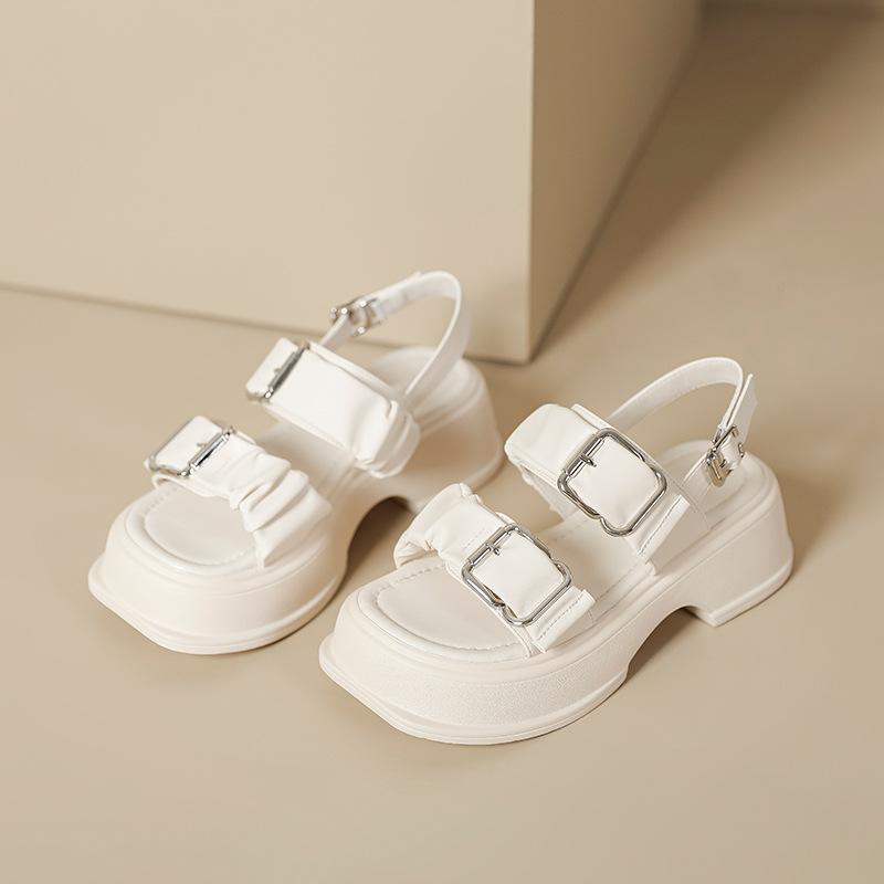 

Summer platform sandals women s 2025 new double-breasted muffin bottom outdoor casual Roman shoes small fragrant ins 40 белый