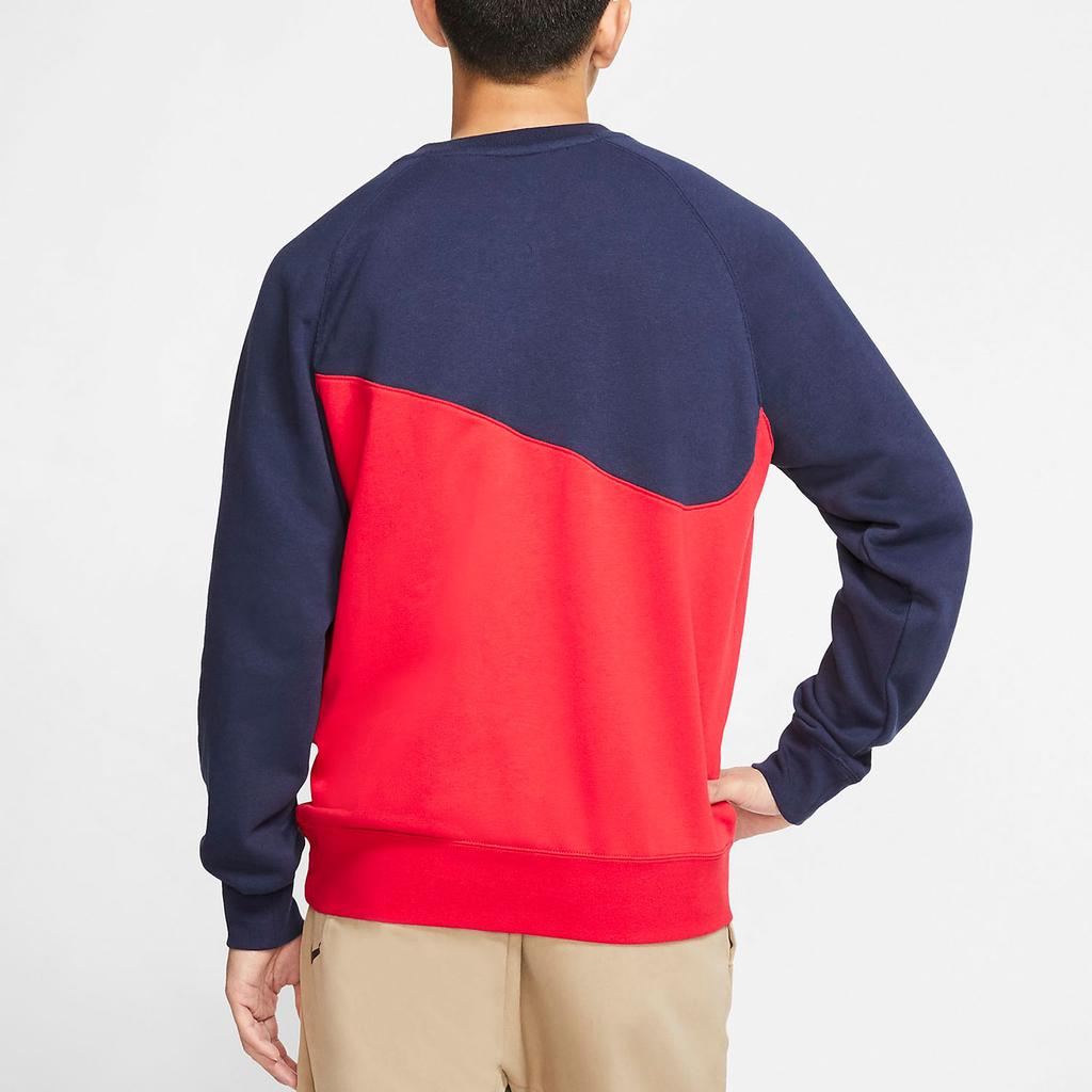 Nike Logo Big Swoosh Patchwork Crewneck Sweatshirt Men Sweatshirt Red BV5305-657