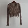 American Retro Sexy V Neck Pullover Fringed Sweater Women's Clothing Spring & Fall Lazy Sweater Long-Sleeved Versatile Top