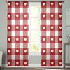 Valentine'S Day Love Red Plaid Tulle Curtains For Living Room Bedroom Home Decor Chiffon Sheer Voile Kitchen Curtain
