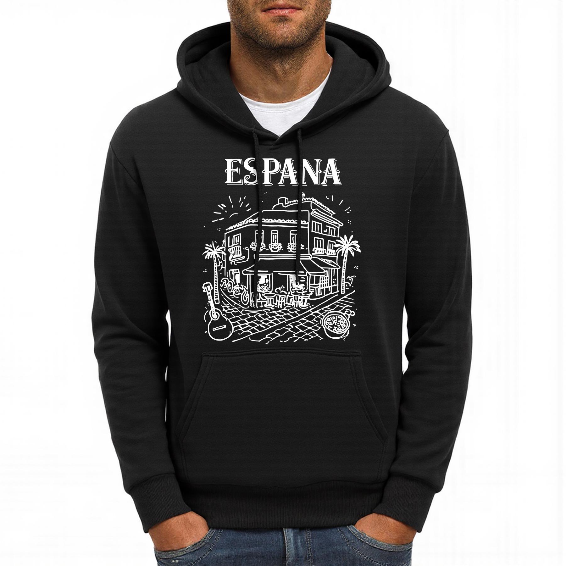 

Espana Local Architectural Features Print Men Hoody Multicolor Pocket Hoodies Casual Fleece Hoodie Comfortable Hip Hop Pullovers 3XL