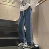 Męskie jesienno-zimowe koreańskie luźne jeansy casual z szerokimi nogawkami