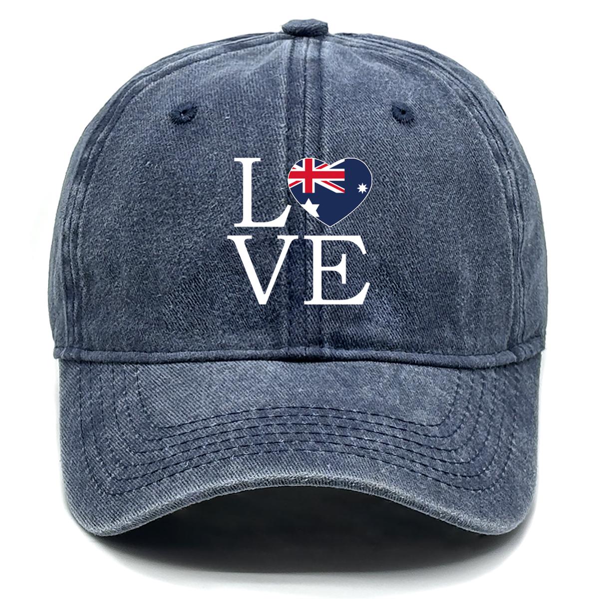 

ЛЮБОВЬ Бейсболка с принтом флага Австралии, Патриотичная сетчатая шляпа, Стильная неэластичная защита от солнца, Всесезонная бейсболка с застежкой-кнопкой as the picture темно-синий