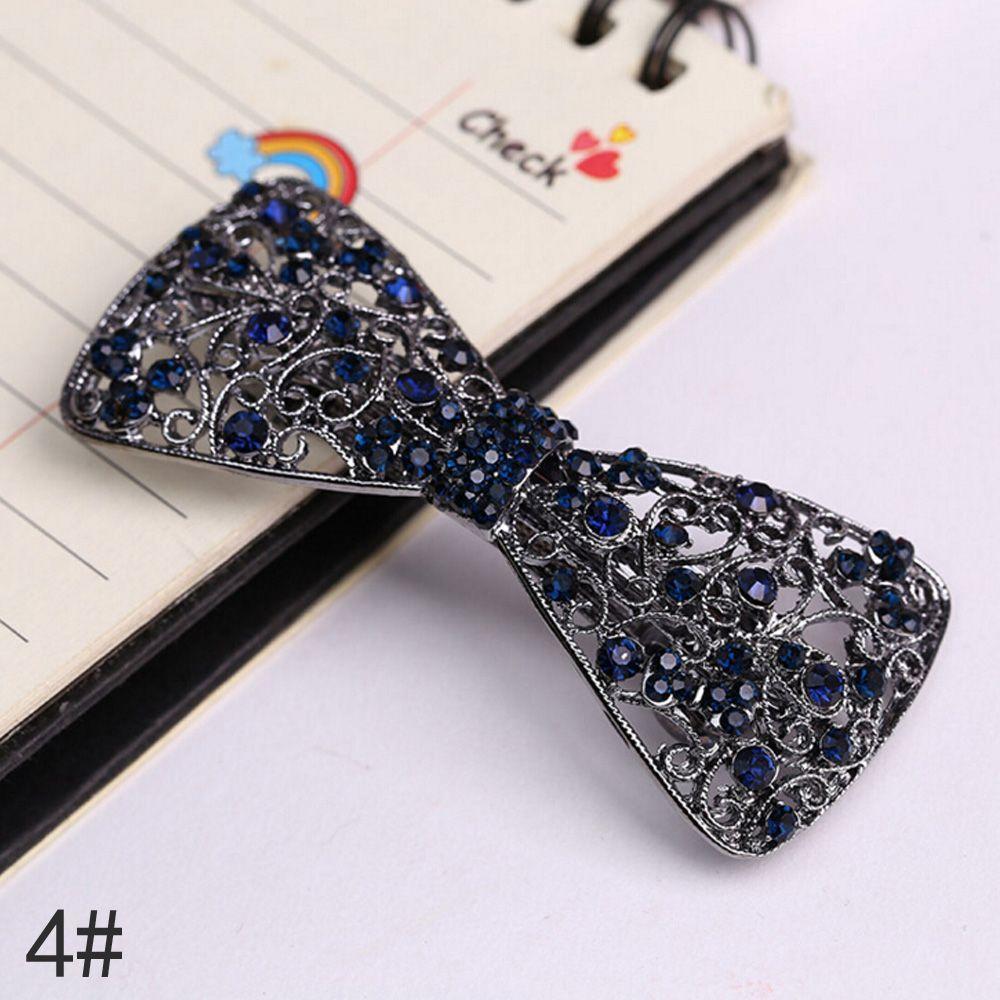 Retro Vintage kovové křišťálové křišťálové květiny Sponka do vlasů Bow Knot Barrette Butterfly