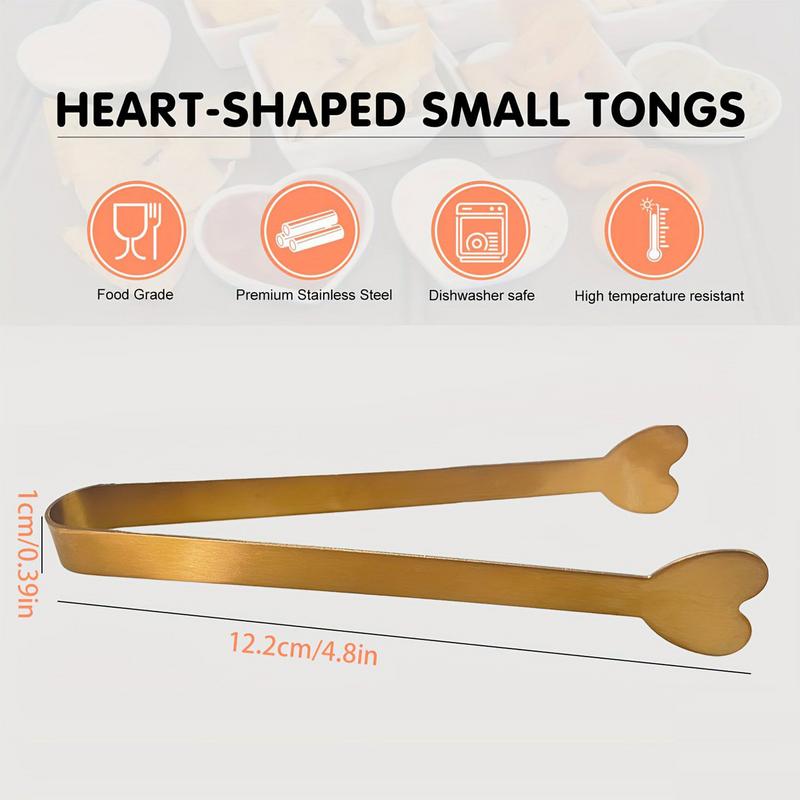Food Tongs For Ice Non Stick Sugar Cubes Tongs Creative Heart-Shaped Design Smooth Locking Kitchen Supplies Food Grabber For