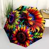 1pc Colorful Sunflower Auto-Folding Umbrella with Portable Tri-Fold Design, 8-Rib Iron Frame Outdoor Umbrella, Perfect Festival Gift for Fans, Travele