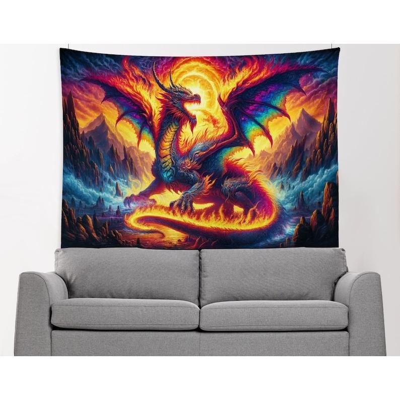 splendid dragon pattern tapestry 75x100 чёрный