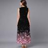 Women Plus Size Sleeveless Round Neck Dress Charming Floral Pattern Loose Mid Calf Gown