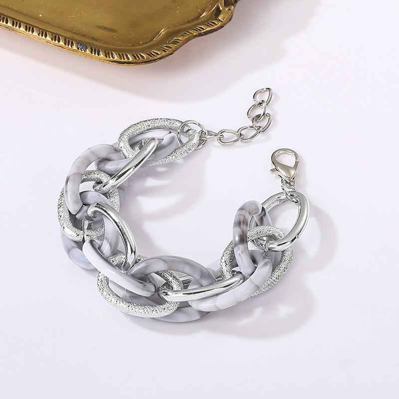 Accessories, Acrylic Leopard Geometric Colored Aluminum Chain Bracelet, Hip Hop Rough Jewelry For Women