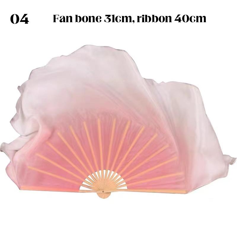 2 Pcs Gradient Pink Silk Bamboo Fan Practice Veils Silk Fan Women  Performance Props Classical Dance Hand Dye Rayon Silk Fans