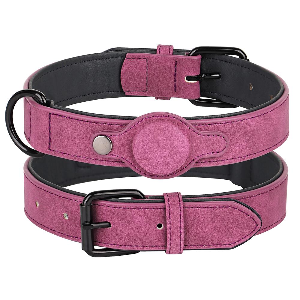 

PU Leather Dog Collar High Quality Pet Collars Necklace Anti-lost Tag Collar Adjustable for Small Medium Pet Dogs Accessories M фіолетовий