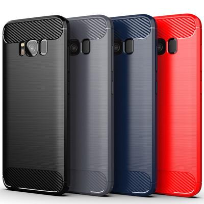 Coque de luxe en fibre de carbone pour Samsung Galaxy S8 S8+ plus, coque arrière anti-rayures et antichoc en silicone