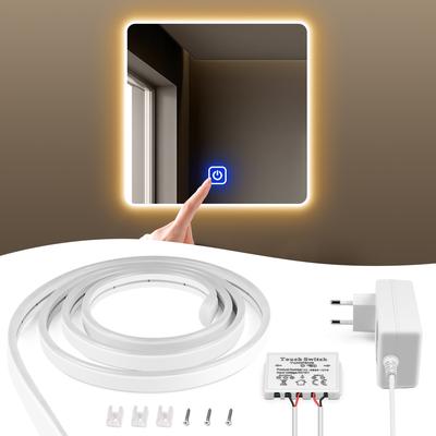 Per bagno striscia luminosa a LED al neon con interruttore della luce illuminato specchio retroilluminazione touch dimmerabile 12V led de fita lampada impermeabile