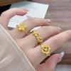 Medieval Vintage French Light Luxury Three-Dimensional Flower Opening Ring Retro Spiral Lotus High-End Ring