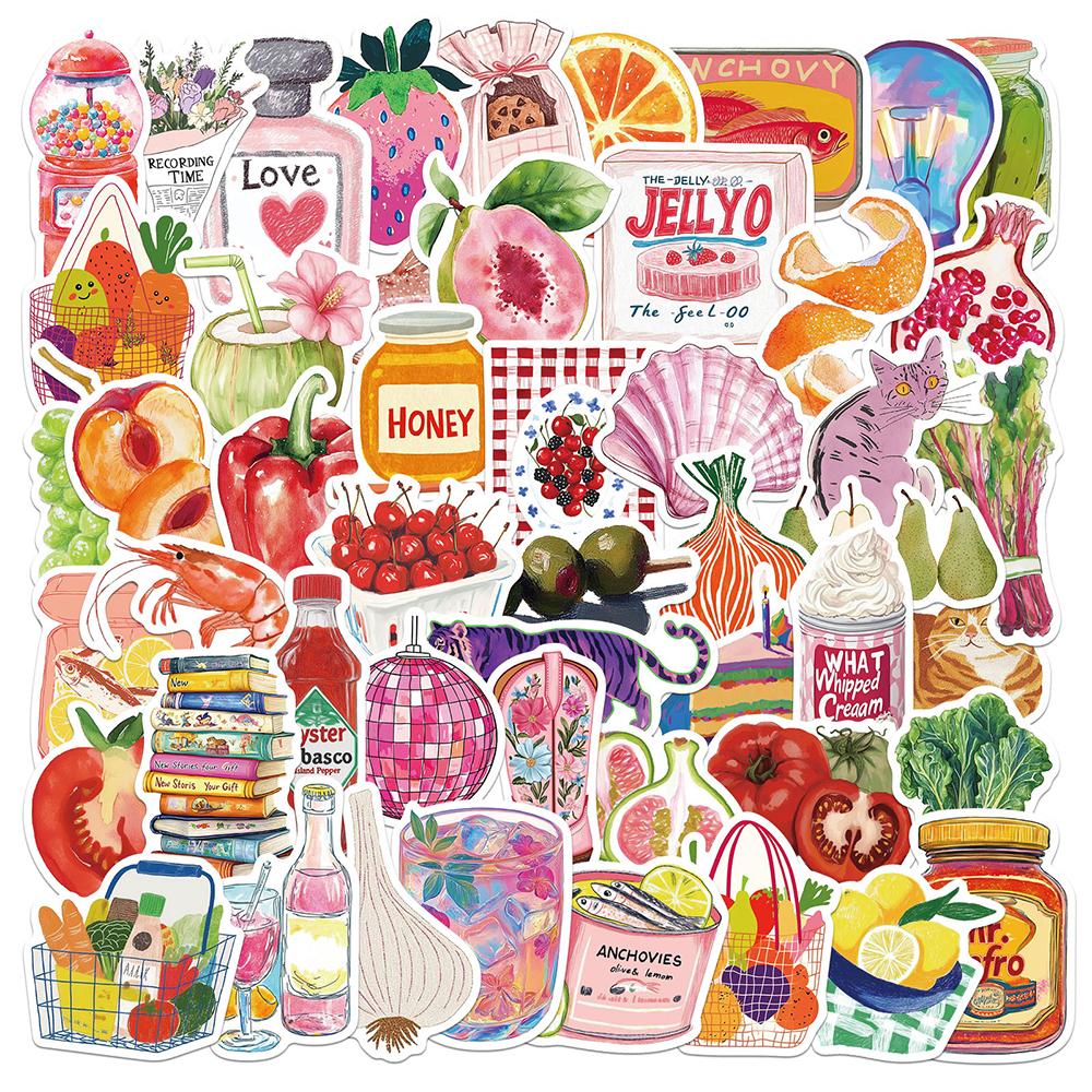 10/30/50pcs Mediterranean Tomato Graffiti Stickers Vintage Watercolor Art Aesthetic Decals Luggage Laptop Phone Sticker Toy Gift