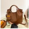 Faux Leather Bucket Handbag for Women, Vintage Style Shoulder Tote, Soft Crossbody Purse with Magnetic Closure KTB