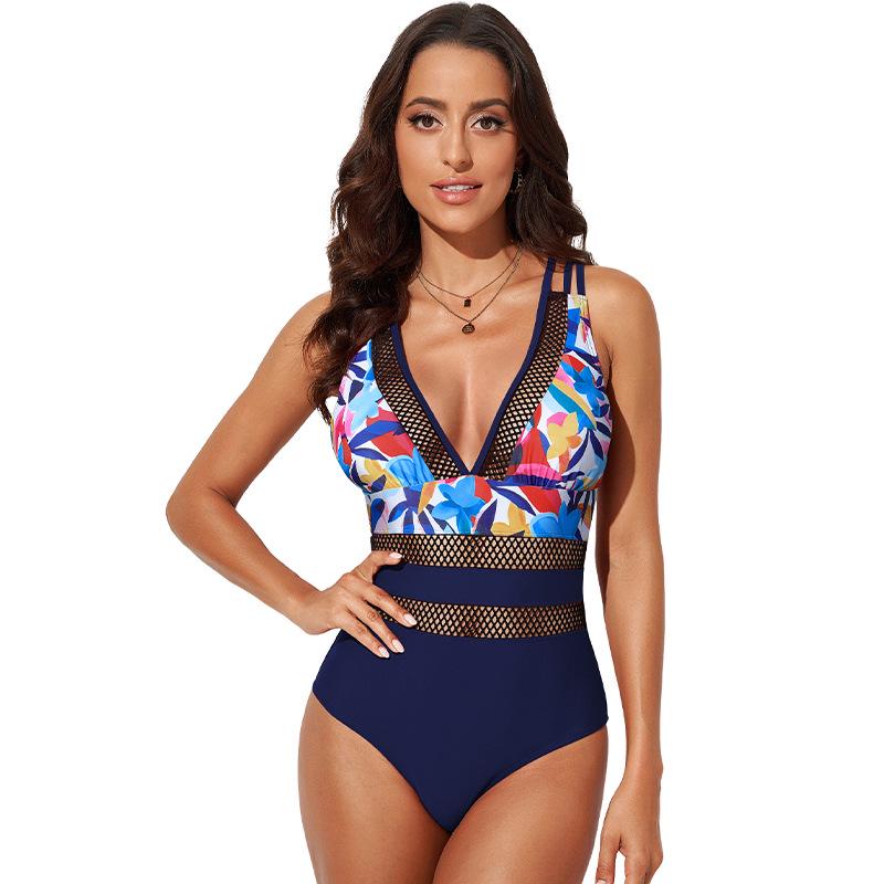 

Женский купальник слитный с принтом и высокой талией, с нагрудными вкладышами XL