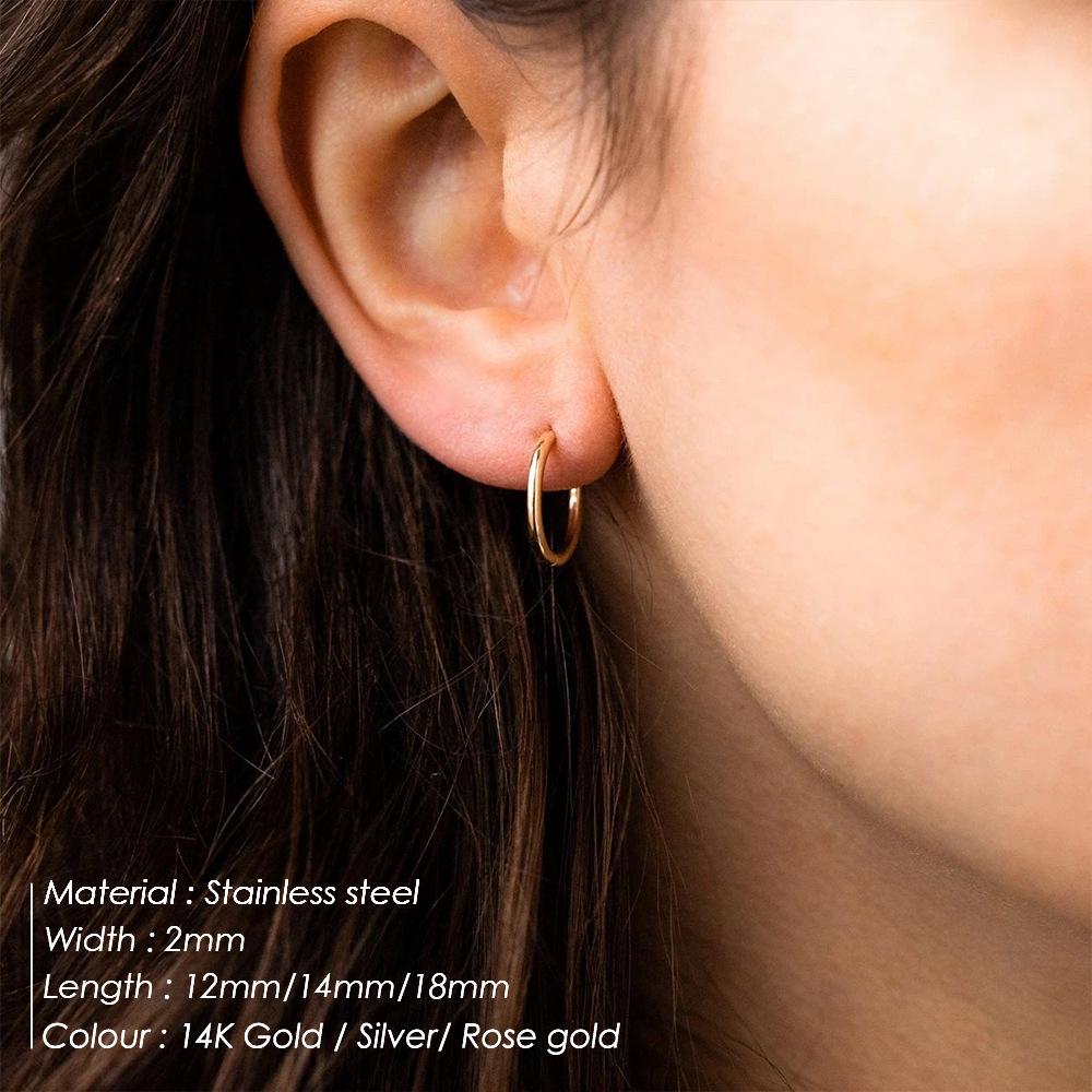 eManco Stainless Steel Gold-Plated Hoop Earrings: European & American Style Temperament Jewelry