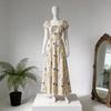 French Bubble Sleeve Printed Dress With Polyester Fabric For Summer Casual Wear