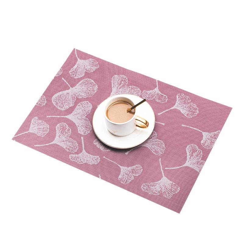 Modern Chinese Ginkgo Leaf PVC Placemat Densely Woven Waterproof Table Mats Eco-Friendly Heat-Resistant Coasters Table Runners