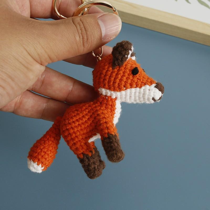 Funny Raccoon Doll Crochet Keychain Cute Knitted Animal Doll Series Keychains For Bag Pendant Cartoon Giraffe Cute Keyrings Gift