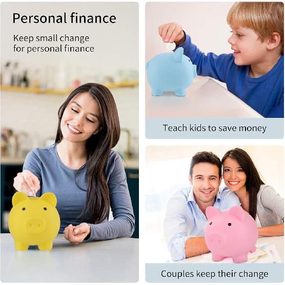 Large Piggy Banks, Cute Plastic Pig Money Box, Piggy Bank for Girls and Boys, Unbreakable Plastic Coin Bank Fun Gifts for Birthday, Festival, Baby