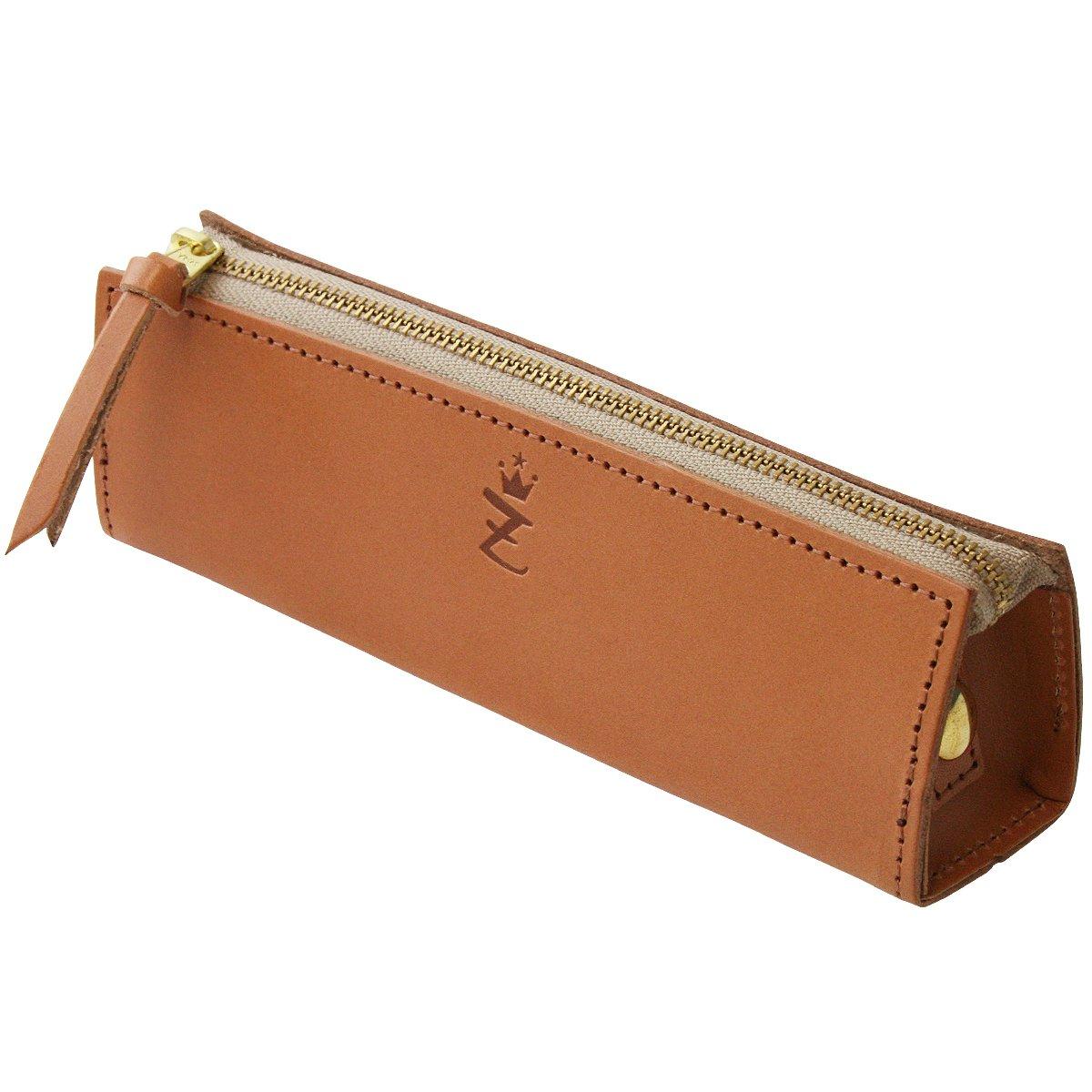 

Zario Grande Triangular Pencil Case, Made in Japan with Tochigi Leather Cowhide Leather [ZAG-0011] (Natural)