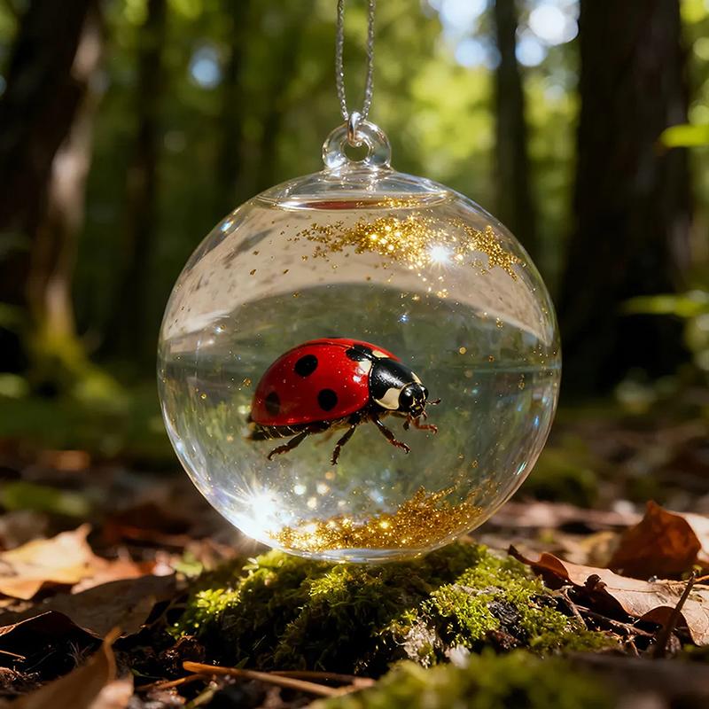 8Cm Transparent Acrylic Ball Cardinal/Hummingbird Pattern Creative Tree Decoration Hanging Pendant For Home