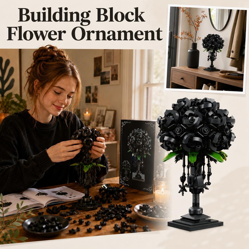 Flower Bouquet Building Set - Artificial Flowers Creative Desktop Decoration Puzzle Toy for Teens and Adults