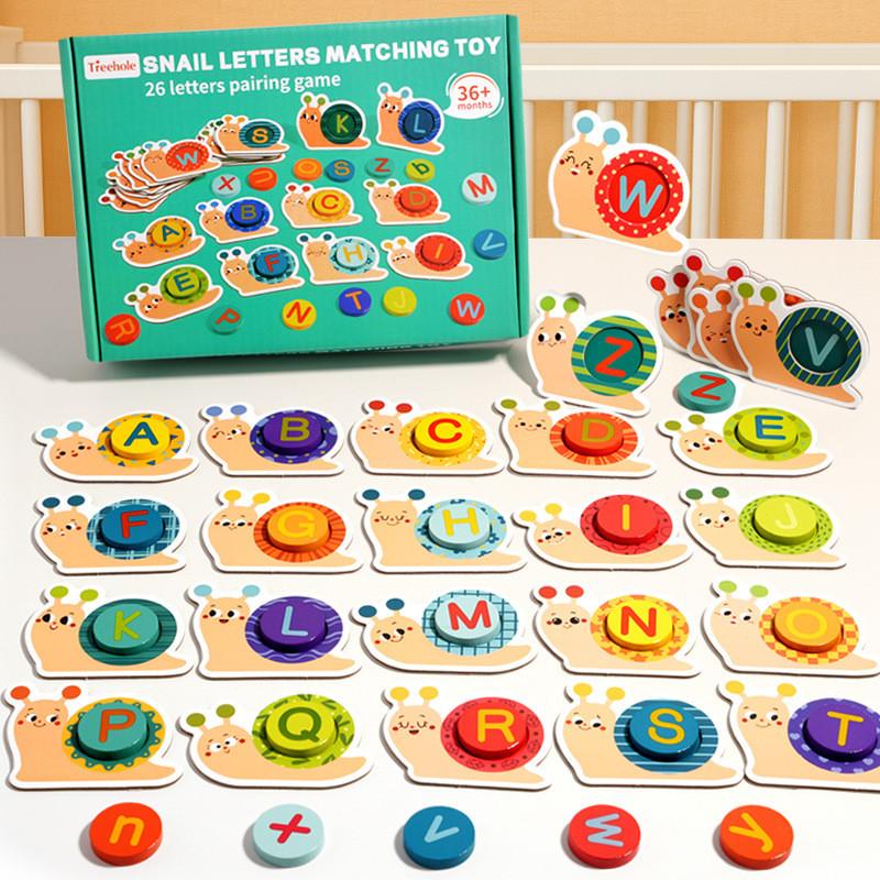Wooden Letter Matching Puzzle With Interactive Blocks For Kids Learning Develope