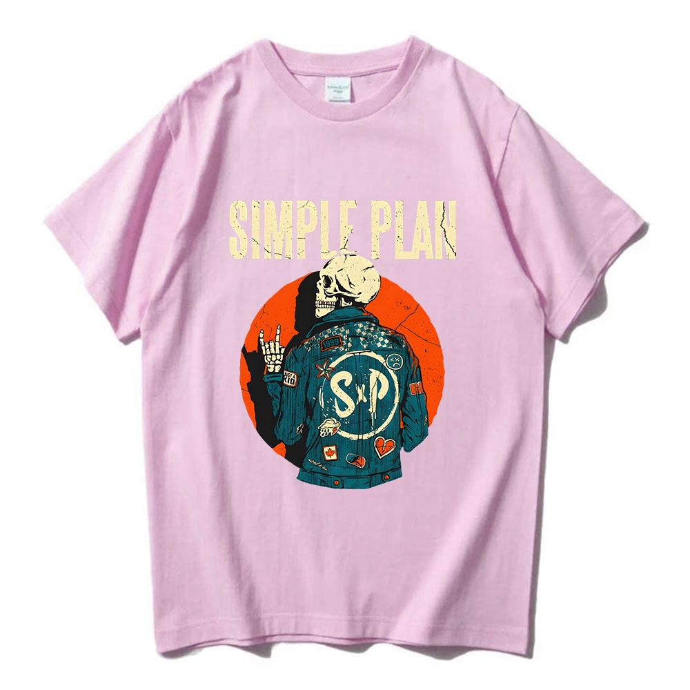 SKELETON JACKET T-SHIRT SIMPLE PLAN Band Design Print Tshirts Unisex Streetwear O-neck Summer Short Sleeve Male Tees Graphic Tee