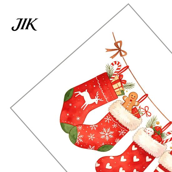 Christmas Bathroom Toilet Stickers Stocking Stickers, Waterproof PVC Decals for Holiday Home Easy Peel And Stick Decoration, Red Watercolor