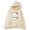 Red Flower From Panda BuBu To Bear DuDu Hoodie Cute Baby Bears Sweatshirts Couple Clothes Women's Streetwear