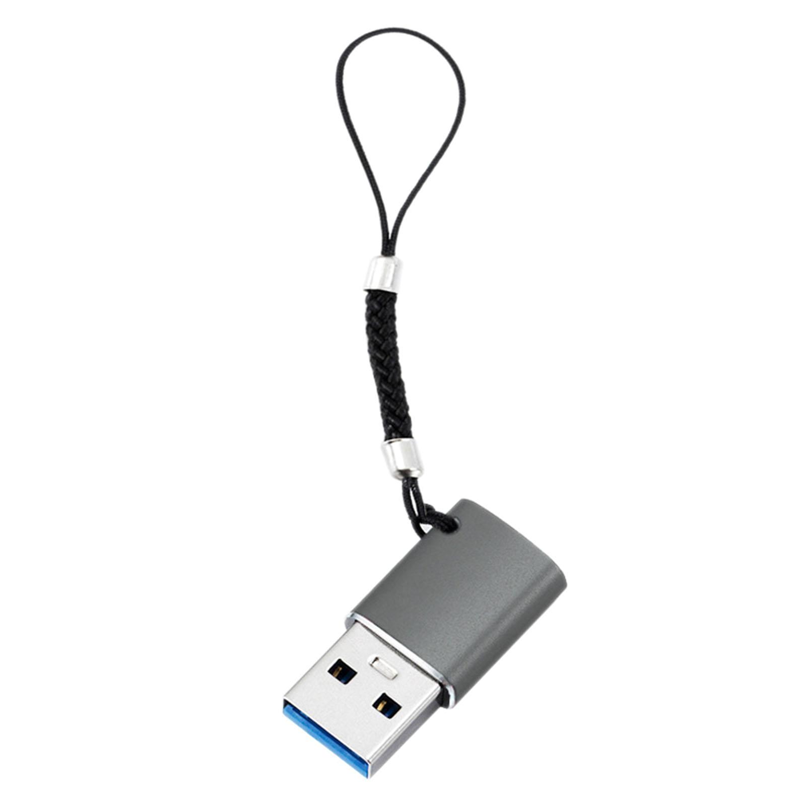 

USB C to USB A Adapter Converter Reliable Data Transfer Aluminum Alloy Housing with Lanyard Laptops PCs Fans Reader серый