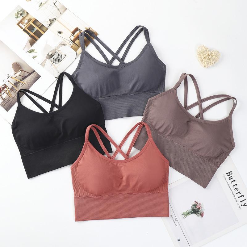 Plus Size Ribbed Strappy Sports Bra - Shockproof, Comfortable & Thin for Women’s Fitness