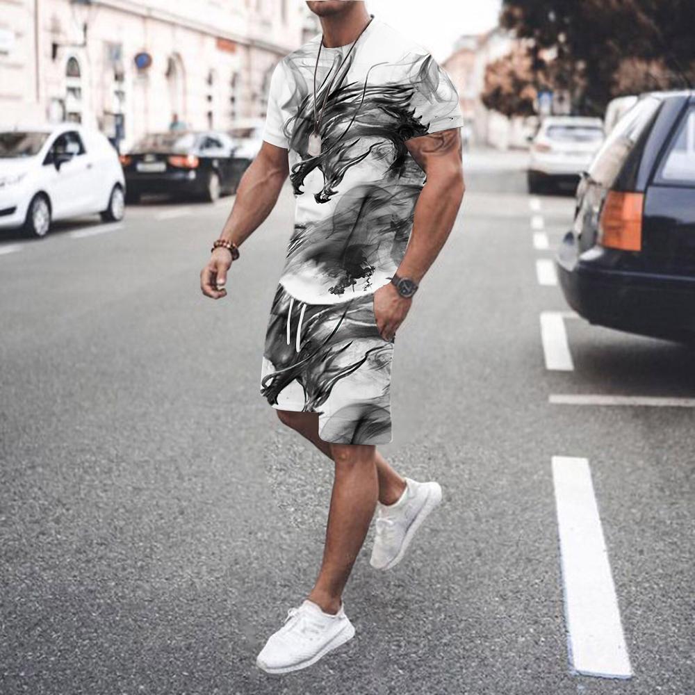 Men's Sports Suit Short Sleeved T-shirt and Summer Fashionable Football Shorts Two-piece Set New 2025