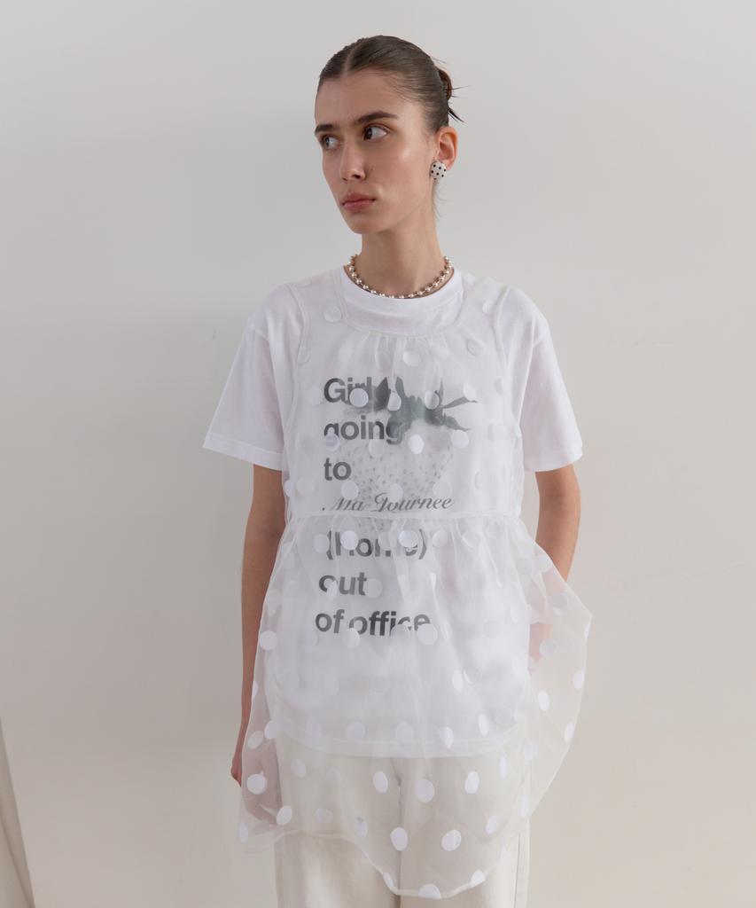 Majone Sheer Dot Organza Dress_White