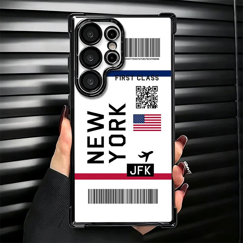 Travel Air Ticket Label Soft Phone Case For Samsung Galaxy S26 Ultra S25 Edge S24 FE S23 Plus S22 S21 + S20 Plating Anti-Fall Fu