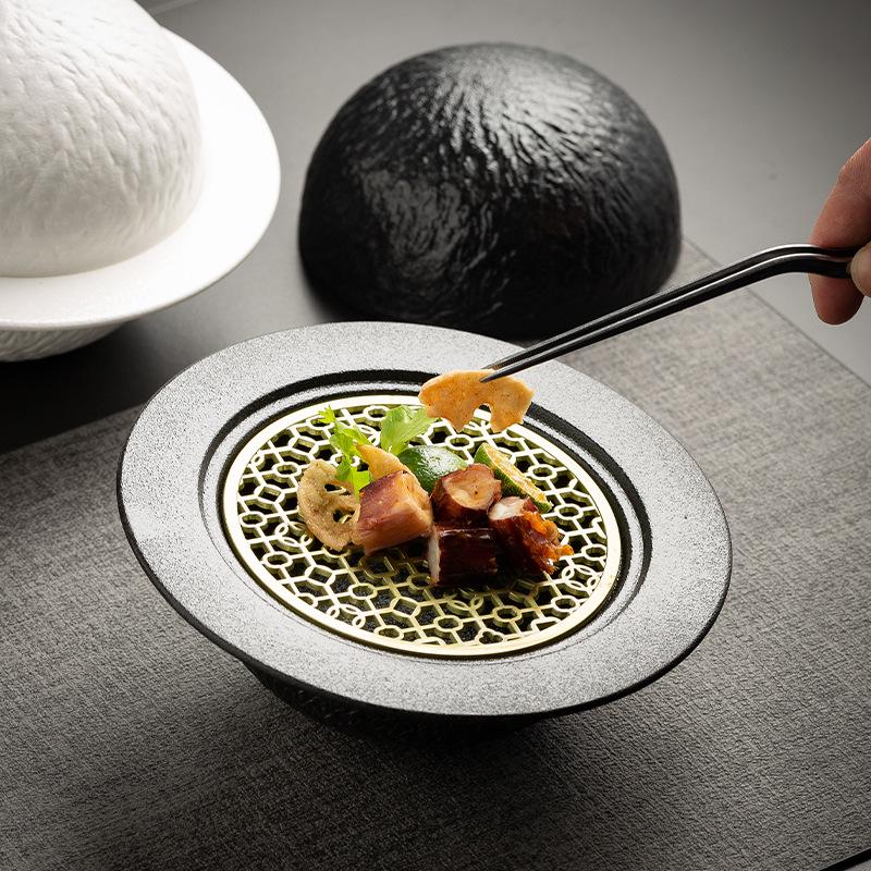 Ceramic Stewing Pot with Lid - Sea Cucumber, Abalone, and Dessert Bowl Plate for Private Kitchens and Restaurants.