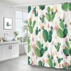 Cactus Pattern Bath Curtain Waterproof Fabric Shower Curtains Fresh Flower Plant Bathtub Screen For Bathroom Home Decoration