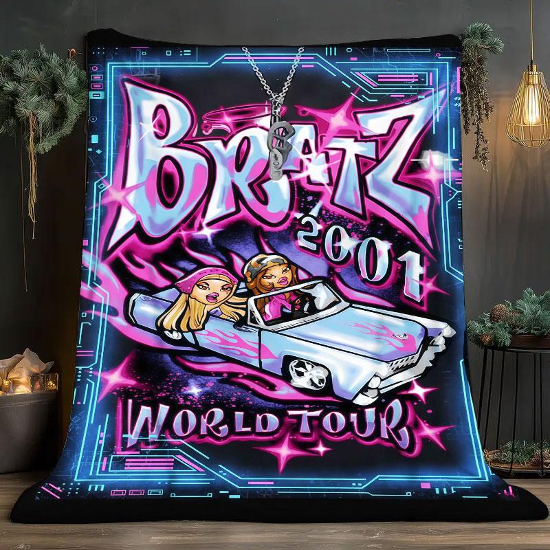 1Pc BRATZ Print Flannel Blanket, High Quality Comfortable for All Seasons, Warmth and Comfort, Perfect for Christmas Gifts