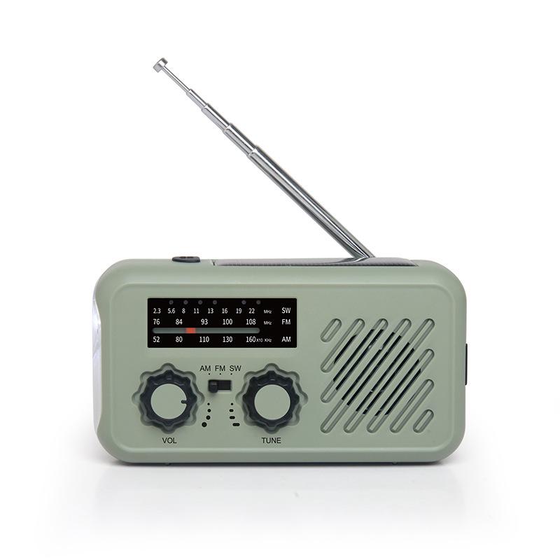 All-Hazard Solar-Powered Hand-Crank Emergency Radio & Flashlight with Dual-Channel Stereo