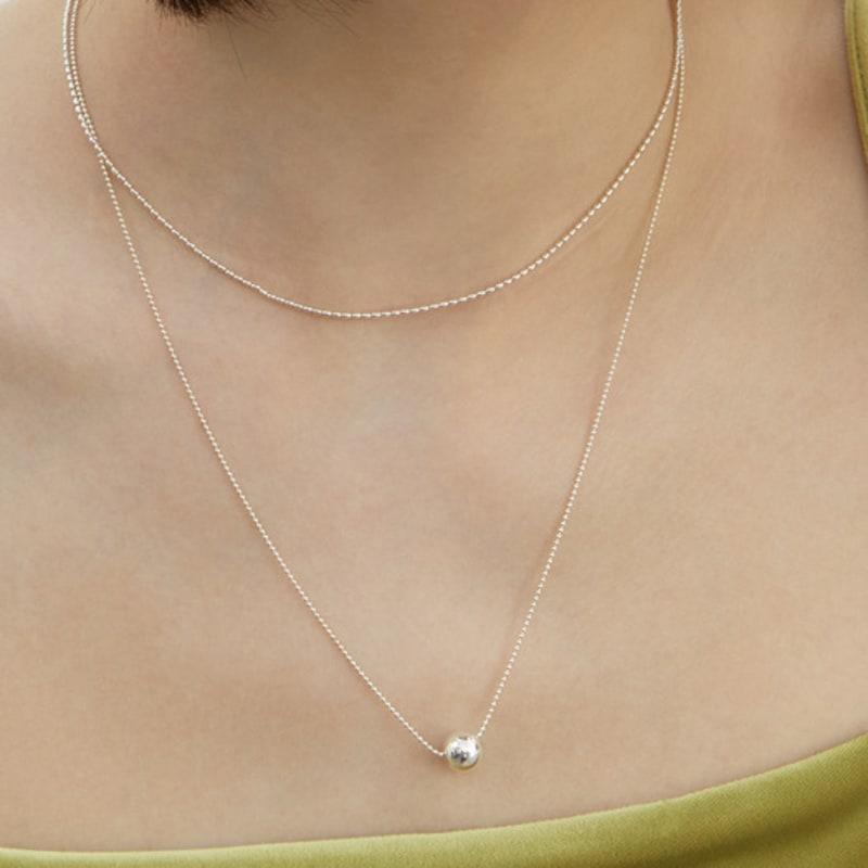 LUNNE Silver 925 8mm Ball Drop Long Necklace #LSN57