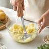 Stainless L-Shaped Potato Masher with Wooden Handle for Potatoes and Vegetables