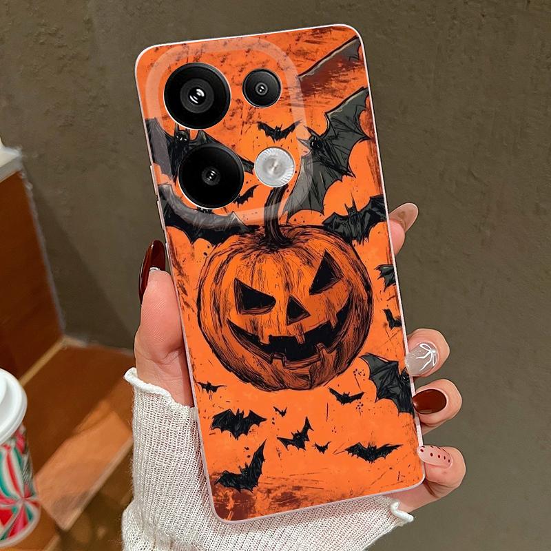 Pumpkin Lantern Ghost Halloween Case For Xiaomi Redmi Note 15 Pro 4G 14 13 Pro+ 5G Xiaomi 13T Pro Leather Texture Silicone Cover