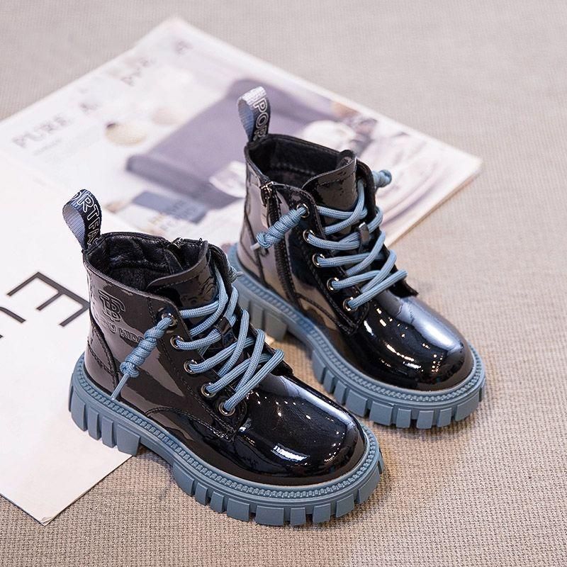 

Девочки ботинки Мартин зима новые детские ботинки средние и старшие детские короткие ботинки яркая кожа детские ботинки 37