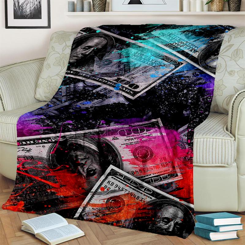 Coperta Ricca con Motivo di Dollari Euro in 3D, Coperta Morbida da Lancio per Casa Camera da Letto Letto Divano Picnic Viaggio Ufficio Coperta Copertura Bambini
