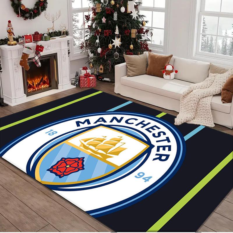 1PC rug Manchester City Crest Carpet, Chair Rug,Area Rug for Office Bedroom living rooms bedroom, Doormat decor Christmas fan gifts